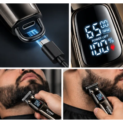 Aparat de tuns profesional Kemei KM 2273 de 7000 RPM Display Digital 1800mAh USB