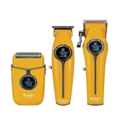 Kit Profesional Kemei KM 8566 model 3 in 1 Masina de Tuns + Trimmer + Shaver display digital