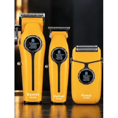Kit Profesional Kemei KM 8566 model 3 in 1 Masina de Tuns + Trimmer + Shaver display digital
