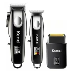 Kit Profesional Kemei KM 8531 model 3 n 1 Masina de Tuns + Trimmer + Shaver display LCD 7500 RPM