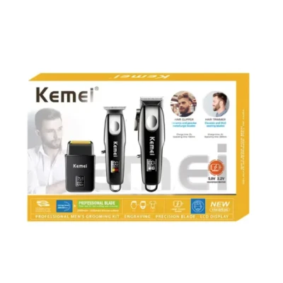 Kit Profesional Kemei KM 8531 model 3 n 1 Masina de Tuns + Trimmer + Shaver display LCD 7500 RPM