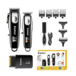 Kit Profesional Kemei KM 8531 model 3 n 1 Masina de Tuns + Trimmer + Shaver display LCD 7500 RPM