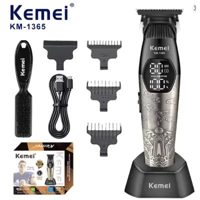 Aparat de Tuns Profesional Kemei KM 1365 de 8000 RPM 1200mAh display LED 2 viteze