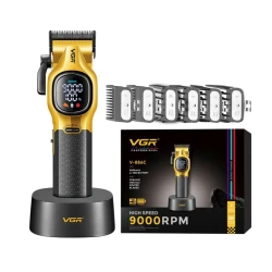 Masina de Tuns Profesionala VGR V 886C AURIE de 9000 RPM 3200mAh display LED baza de incarcare