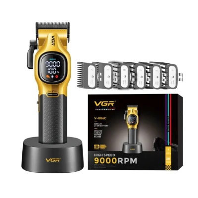 Masina de Tuns Profesionala VGR V 886C AURIE de 9000 RPM 3200mAh display LED baza de incarcare