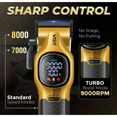 Masina de Tuns Profesionala VGR V 886C AURIE de 9000 RPM 3200mAh display LED baza de incarcare