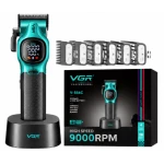 Masina de Tuns Profesionala VGR V 886C VERDE de 9000 RPM 3200mAh display LED baza de incarcare