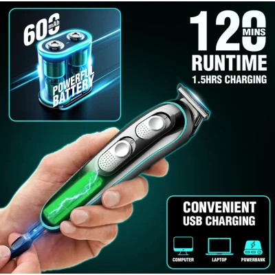 Trimmer Profesional VGR V 055 pentru par 120 Minute Autonomie 4 Piepteni USB