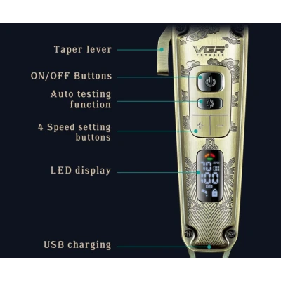 Masina de tuns profesionala VGR V 005 cu carcasa metalica 2600 mAh 250 Minute