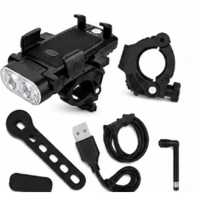 Suport Telefon Bicicleta 4 in 1 Powerbank 4000mAh Claxon 130dB Lanterna LED LY27