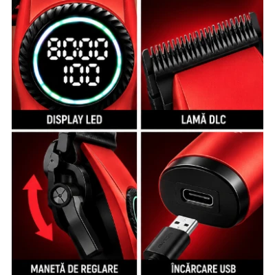 Masina de Tuns Profesionala V 2033 display LED digital lama DLC USB