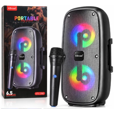 Boxa portabila KTS 2388 de 6.5 Inch Wireless Iluminare LED RGB Microfon Inclus