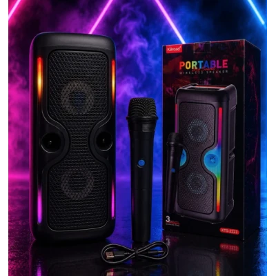 Boxa Portabila KTS 2033 Karaoke bluetooth 2×4 inch RGB Microfon Wireless