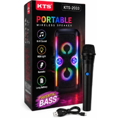 Boxa Portabila KTS 2033 Karaoke bluetooth 2×4 inch RGB Microfon Wireless
