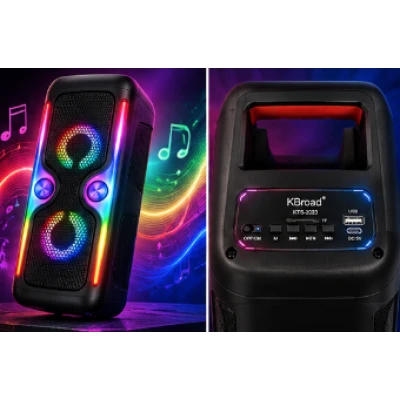 Boxa Portabila KTS 2033 Karaoke bluetooth 2×4 inch RGB Microfon Wireless