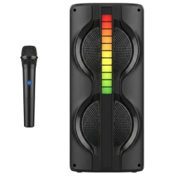 Boxa Portabila KTS 2217 bluetooth 20W de 2×4 inch RGB karaoke microfon wireless