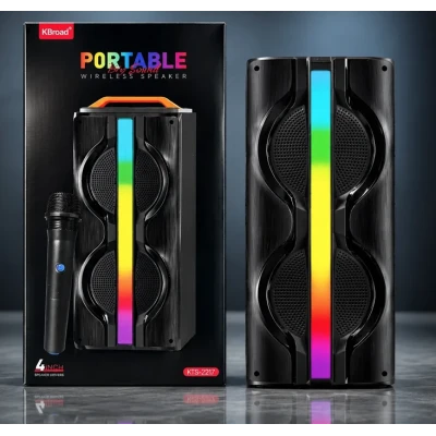 Boxa Portabila KTS 2217 bluetooth 20W de 2×4 inch RGB karaoke microfon wireless