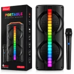 Boxa Portabila KTS 2217 bluetooth 20W de 2×4 inch RGB karaoke microfon wireless