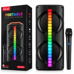 Boxa Portabila KTS 2217 bluetooth 20W de 2×4 inch RGB karaoke microfon wireless