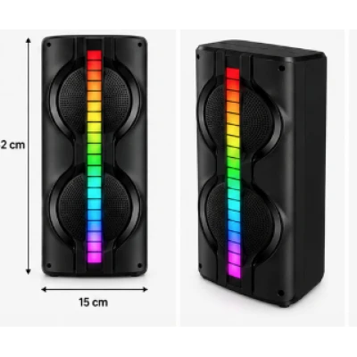 Boxa Portabila KTS 2217 bluetooth 20W de 2×4 inch RGB karaoke microfon wireless