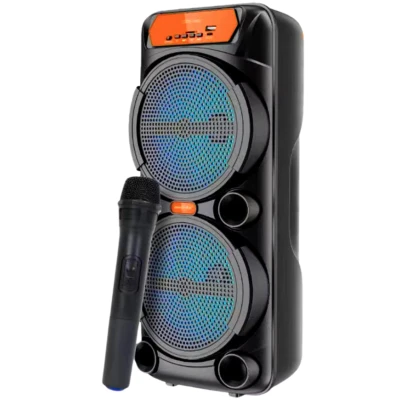 Boxa portabila GTS 1880 bluetooth 2×6.5 inch LED RGB microfon wireless Karaoke