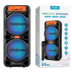 Boxa portabila GTS 1880 bluetooth 2×6.5 inch LED RGB microfon wireless Karaoke