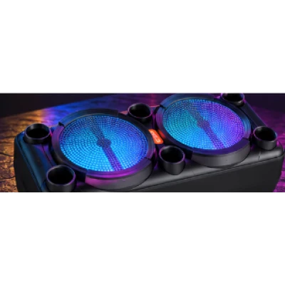 Boxa portabila GTS 1880 bluetooth 2×6.5 inch LED RGB microfon wireless Karaoke