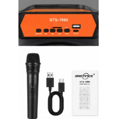 Boxa portabila GTS 1880 bluetooth 2×6.5 inch LED RGB microfon wireless Karaoke