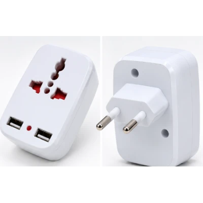 Adaptor Universal de Priza 288 cu 2 Porturi USB incarcare 5V / 1000mA