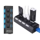 Hub USB cu 4 Porturi si intrerupatoare Individuale LED Albastru