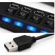 Hub USB cu 4 Porturi si intrerupatoare Individuale LED Albastru