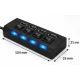 Hub USB cu 4 Porturi si intrerupatoare Individuale LED Albastru