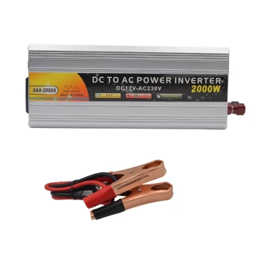 Invertor Auto SAA2000A putere 2000W de 12V DC la 230V AC cu Clesti pentru Baterie