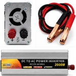 Invertor Auto SAA2000A putere 2000W de 12V DC la 230V AC cu Clesti pentru Baterie