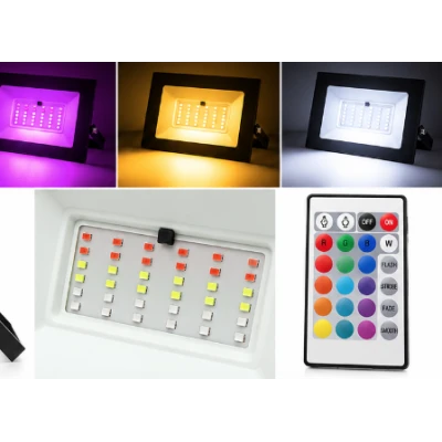 Proiector LED RGB 30W 220V cu Telecomanda Iluminare Colorata pentru Exterior si Interior