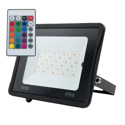 Proiector LED RGB 50W 220V cu Telecomanda IP66 Iluminare Multicolora pentru Interior si Exterior