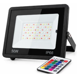 Proiector LED RGB 50W 220V cu Telecomanda IP66 Iluminare Multicolora pentru Interior si Exterior