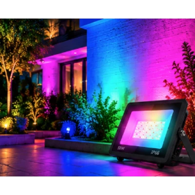 Proiector LED RGB 50W 220V cu Telecomanda IP66 Iluminare Multicolora pentru Interior si Exterior