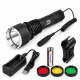 Lanterna LED TG 30W BL Q2601 cu Filtre Colorate Acumulator 18650 si Suport de Montare