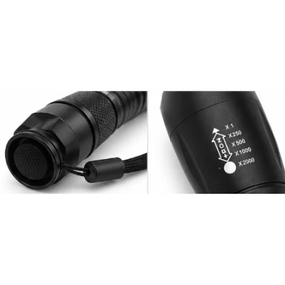 Lanterna LED de mana reincarcabila BL Q1891 T6 cu Zoom 5 moduri de Iluminare incarcare 220V si Auto metalica