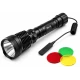 Lanterna de mana LED XM L T6 BL Q2800 cu Filtre Colorate Zoom si Acumulatori 18650