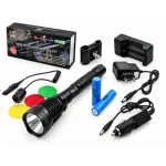 Lanterna de mana LED XM L T6 BL Q2800 cu Filtre Colorate Zoom si Acumulatori 18650
