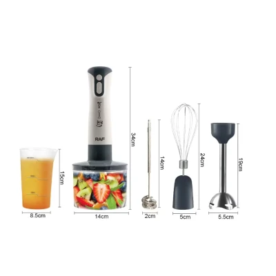 Blender vertical multifunctional RAF R340 5 in 1 de 2000W cu 2 viteze tocator 500 ml tel spumator lapte