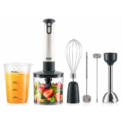 Blender vertical multifunctional RAF R340 5 in 1 de 2000W cu 2 viteze tocator 500 ml tel spumator lapte