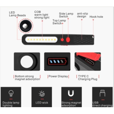 Lampa de lucru reincarcabila S501 iluminare dubla 5W SMD LED prindere magnetica