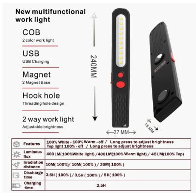 Lampa de lucru reincarcabila S501 iluminare dubla 5W SMD LED prindere magnetica