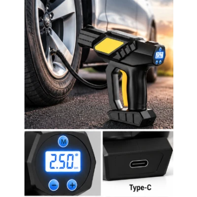 Compresor de aer auto portabil fara fir cu afisaj digital  Type C pentru umflarea anvelopelor