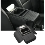 Organizator pentru cotiera auto 2 in 1 cu suport dublu pentru pahare compartiment pentru servetele si buzunar lateral