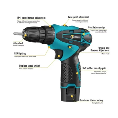Masina de gaurit si insurubat (surubelnita) 12V cu 2 Acumulatori si 24 Accesorii