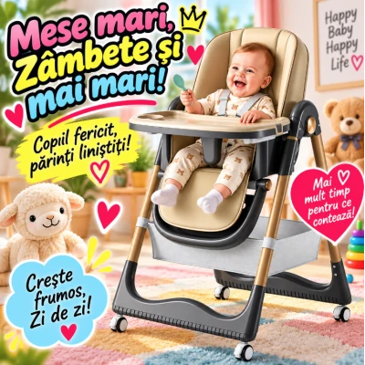 Scaun de masa pliabil si functie de inclinare pentru copii 3 IN 1
